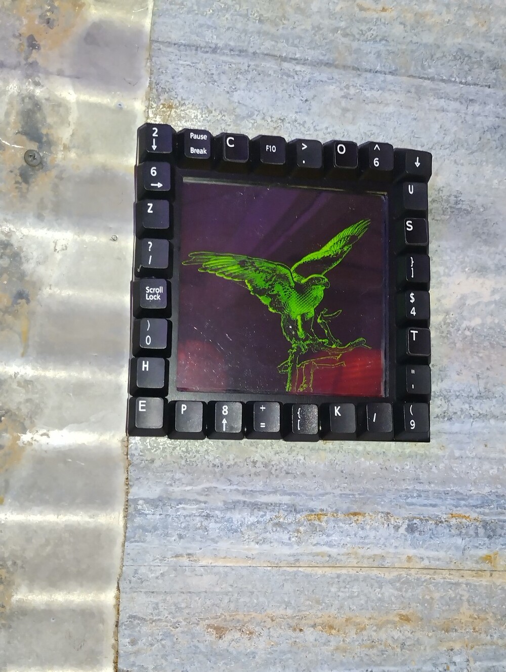 Hawk Retro Computer Style Framed Art Print In Keyboard Frame By Neon Nicho
